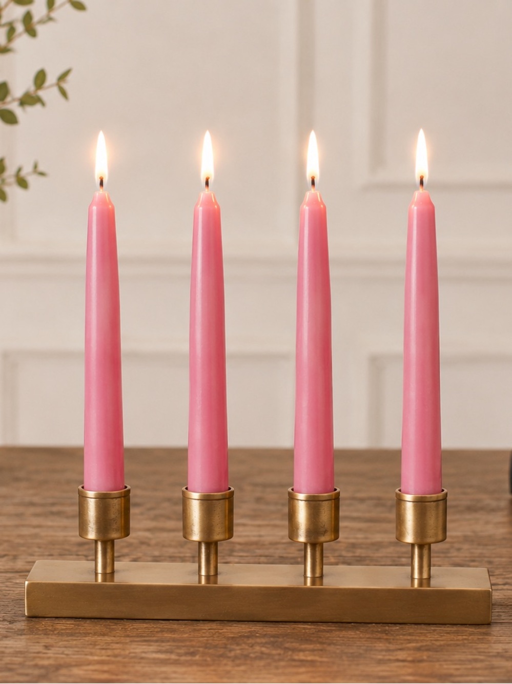 Vintage Candles Taper Dinner 8" English Rose Pink LOT OF 4 Unscented